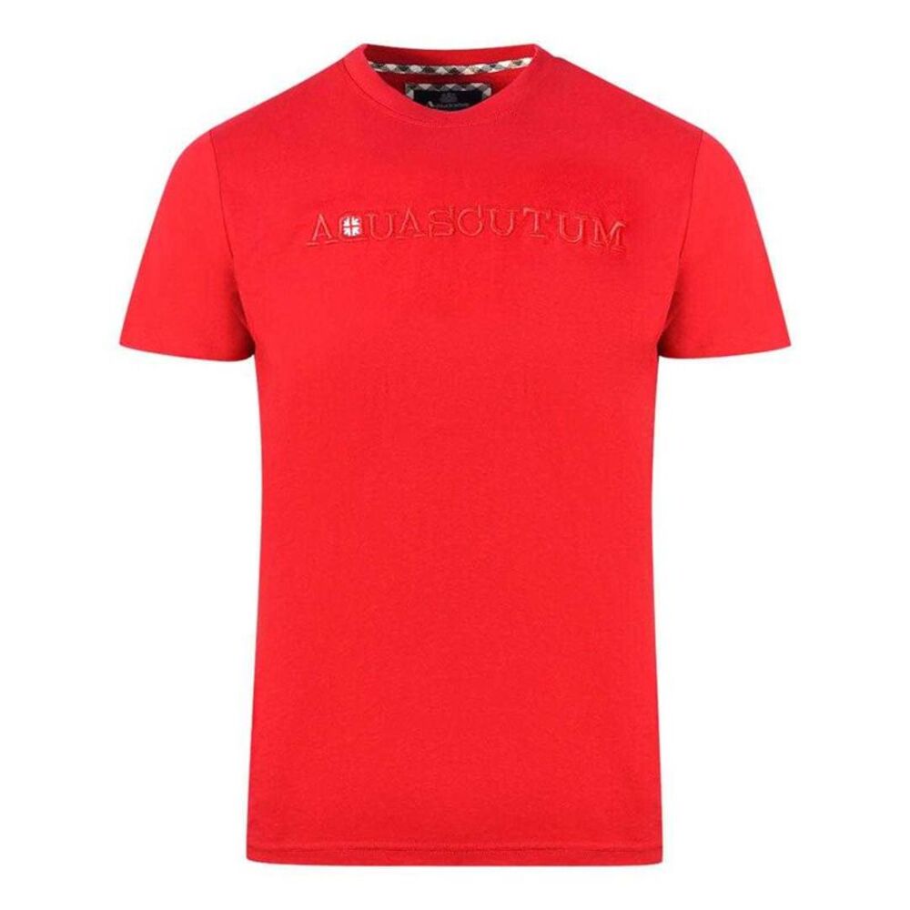 Aquascutum Mens Embossed Logo T-Shirt / Red
